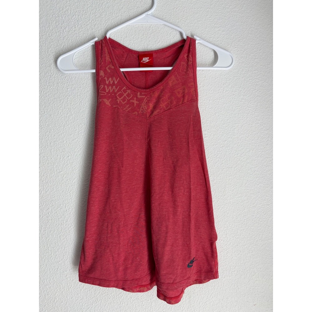 Nike Womens Red Heathered Graphic Racerback Athletic Tank Top Large